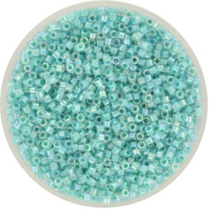 Miyuki Delica 11/0 DB0079 - Green Lined Turquoise Crystal AB