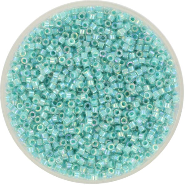 Miyuki Delica 11/0 DB0079 - Green Lined Turquoise Crystal AB
