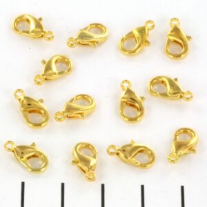 Inchizatoare tip carabina extrarezistenta, placata cu aur, 12 mm, set