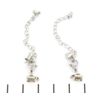 Set 2 capete tubulare metalice cu extensie, argintiu, 6 mm